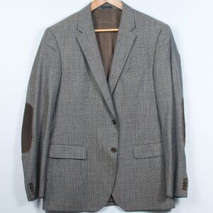 42R Hugo Boss Men's Sport Coat Gray Brown Geometric Pattern Reda Wool Silk